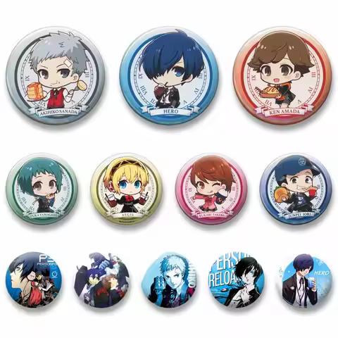 Game P-Persona 3 Coin Badge Makoto Yuki Aigis Shinjiro Akihiko Sanada Cartoon Icon Brooch Bag Shoes 