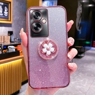 2024 New phone case OPPO Reno11 F Reno10 Pro Pro+ Plus A79 A58 A38 A18 4G 5G Reno 11 10 11F Reno11F Cute Bling Casing with 3D Flower Ring Stand Holder Softcase for Girls Cover
