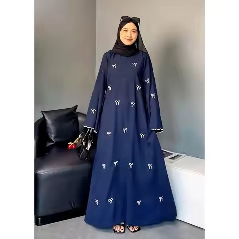 Luxury Muslim Abaya Butterfly Embroidery Elegant Dress Women Dubai Dress Femme Vacation Outfit Fashi