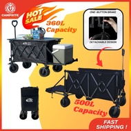 500L Wagon Trolley Heavy Duty Outdoor Camping Wagon Trolley Foldable Trolley Cart Troli Wagon