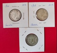 1942,43, 46加拿大25分銀幣