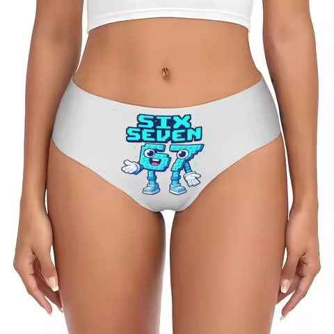 Custom Funny Sixty Seven Briefs Underwear Women Breathable Stretch Panties
