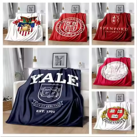 Famous University Logo Printed Blanket,Harvard ,Yale, MIT, West Point Military Academy, Stanfor, Cor