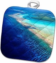 3D Rose Aerial View of Barrier Reef-Belize-Sa02 Gjo0140-Greg Johnston Pot Holder, 8" x 8"