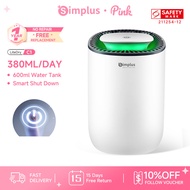 Simplus Pink Dehumidifier | 380ml/Day | 600ml Water Tank | Auto-shutoff | 35 dB Low Noise | Lite Dry