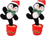 ABOOFAN 2pcs Christmas Singing Toy Interactive Holiday Plush Xmas Gift Plush Talking Toys Baby Decor Christmas Cactus Plush Toys for Babies Electric Dancing Toy Kids Dancing Toy Electronic