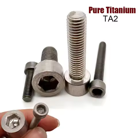 1/2Pcs M1.6 M2 M2.5 M3 M4 M5 M6 M8 M10 M12 TA2 Pure Titanium DIN912 Hexagon Hex Socket Head Cap Alle