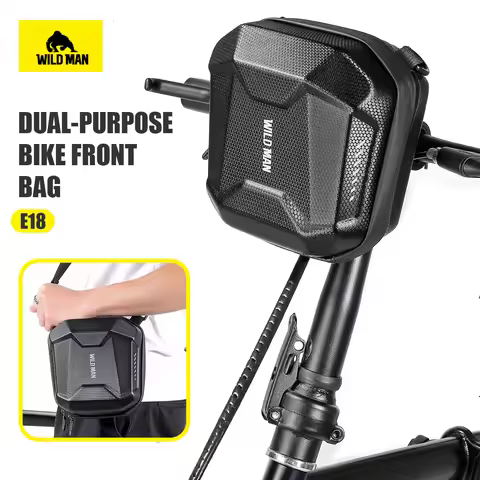 WILD MAN Quick Release Bike Handlebar Bag EVA Hard Shell Waterproof Front Frame Pouch Folding Bicycl