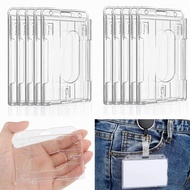 Transparent Hard Plastic Vertical ID Work Card Sleeve PS Double-Sided Thumb Push Cover Case Name Tag