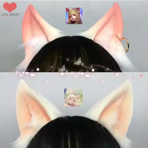 New Hand Made KDA Cat Fox Hairpin Hairhoop Ahri Cos Ear Simulation Prop LOL Cosplay Accessories DIY 