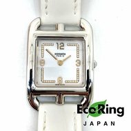 △ Hermes 愛馬仕 Cape Cod Diamond White Crocodile Skin Stainless Steel Quartz Watch 鑽石白色鱷魚皮錶帶不銹鋼石英手錶 CC1