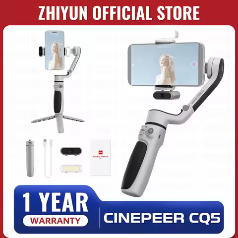 ZHIYUN Official CINEPEER CQ5 3-Axis Phone Gimbal equipped with AI Face Tracking and Fill Light for i
