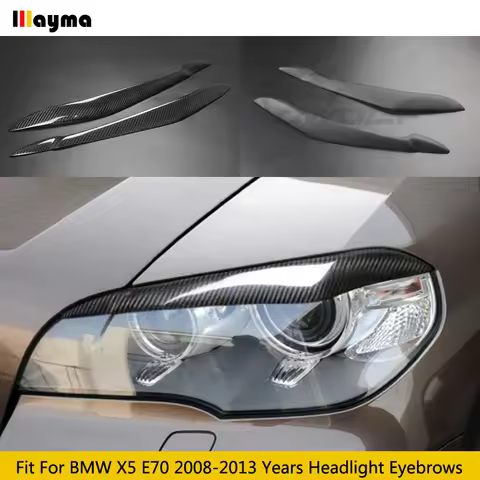 Carbon Fiber Car Headlight Eyebrows For BMW X5 35i 50i 2008 - 2013 X5M E70 Front Lamp Fiber Glass Pr