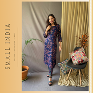{**ส่งฟรี**} SMALL INDIA 🌺 Fresh Arrival Rayon Kurti Set ชุดเซ็ทเสื้อกางเกง 🌺 Women Navy Blue Kurti