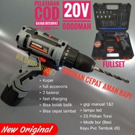 Mesin Bor baterai 20V Cordless uchiha cas impact drill beton besi kayu