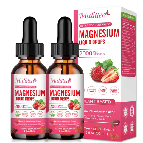 Mulittea Magnesium Glycinate Liquid High Potency Magnesium Glycinate 500mg Promotes Nerves Relaxatio