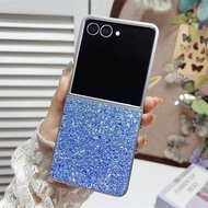 For Samsung Galaxy Flip Z 8 Slim Phantom Glitter Laser Foldable Phone Case Luxury Silver Frame Plati