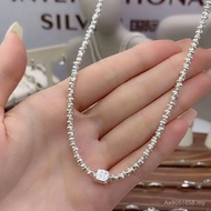 S999 High-End Clavicle Chain Cube Sugar Fashion Necklace Female Sterling Silver Broken Silver Double