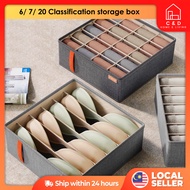 6/7/20 Slots Wardrobe Organizer Box Stackable Foldable Drawer Organizer Closet Socks Underwear Tudun