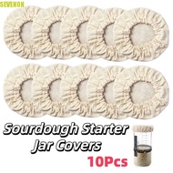 SEVENON 10Pcs Sourdough Starter Jar Covers, Elastic Cloth Breathable Sourdough Fermentation Jar Lid,