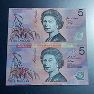 Koleksi Unik Polymer Asing Kuno AUD 5 Dollar Australia