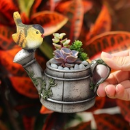 Melody-eva Creative Pastoral Bird Shower Succulent Flowerpot Succulent Plant Micro Landscape Potted Resin Flowerpot