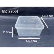 SQ 1500 | Square Plastic Container With Lid | 50pcs+/- | READY STOCK