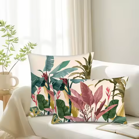 1PC Tropical Leaves Print Throw Pillow Cover 45X45cm30X50cm