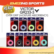 Victor GR233-3 Badminton Overgrip - 3 IN 1 PACK - Over Grip GR233 233 Grips