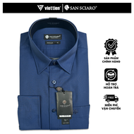 SAN SCIARO - Áo Sơ Mi Nam Tay Dài Màu Xanh Dương Sọc Dọc Form Regular Lai Bầu Việt Tiến Công Sở