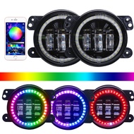 Laser Projector Three Color Led Foglight Foglamp Car Fog Light With Rgb Halo Rgbw Fog Lights Lamp