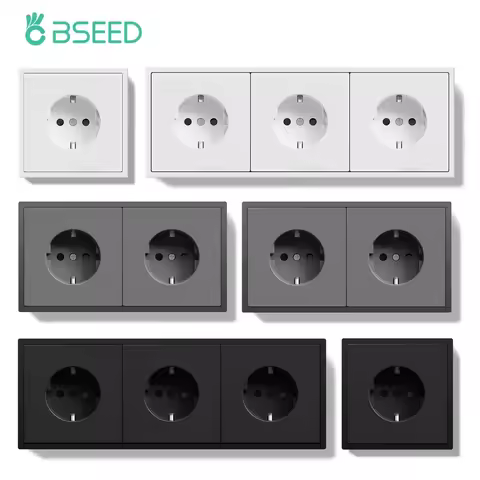 BSEED Single EU Socket Double Wall Electric Sockets Triple Power Outlets Plastic Frames 16A 80/150/2