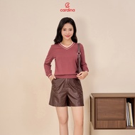 Quần short nữ CARDINA chất liệu da mềm kèm đai cạp cao tôn dáng thời trang trẻ trung hiện đại 4QSA09