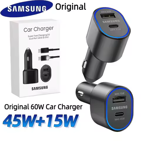 Original SAMSUNG Car Charger Type C 60w 45w 15w PD Auto Cargador Fast Charging Cable Samsung Galaxy 