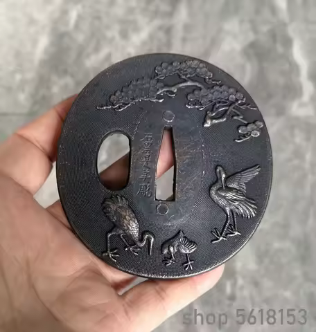 Alloy Pine Crane tsuba For Japanese katana wakizashi tanto