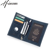 Hiram Dompet Travel ซองใส่หนังสือเดินทางหนังวัวแท้พร้อมเคสแท็กป้องกันการสูญหายที่ใส่บัตรปากกาในกระเป