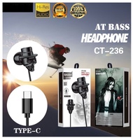 Handsfree Skull CT-236 Headset Konektor Type C Stereo Earphone AT Bass Headphone