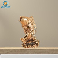 Aternee Brass Golden Fish Ornament Copper Golden Fish Statue Figurine Arowana Fish for Car