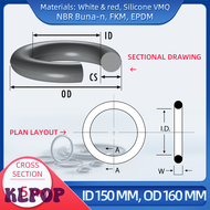 [KLPOP] โอริง CS 5มม. ID 150 Mm OD 160มม. วัสดุพร้อมซิลิโคน VMQ NBR FKM EPDM วงแหวนหัวฉีดน้ำมัน Gask