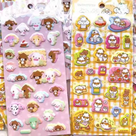 Kawaii Sugarbunnies Usahana 3D Puffy Stickers Cute Rabbit Hamster PVC Foam Decals for Journal Phone 