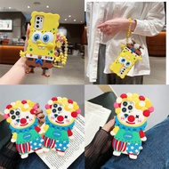 OPPO A92 A72 A5s A3s A16K A16E A17 A17K A12 A15 A53 A33 A31 A56 A53S A11 A98 A15S Fashion Cute Clown pattern Unique mobile phone case With lanyard Silicone protection Cover