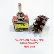 ON-OFF-ON SWITCH 6PIN 2 Terminal 6Pin ON-ON 15A 250V Toggle Switch Screw DPDT Industrial Grade