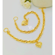 [VJ]Bracelet "Twisted Dangle Love" Bracelet 999.9 Bangkok Gold Plated B52/B61/B67 <Rantai Tangan Per