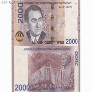 New 2018 Armenian 2000 Drams Semi Plastic Banknote Portrait Architectural Design Collectible