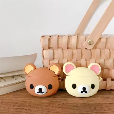 Cute 3D Cartoon Rilakkuma For Airpods 1 2 3 4 Pro 3 Pro 2 Silicone Earphone Case Accessories Cover