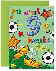Central 23 9th Birthday Card For Boys - Football - Birthday Card For Girls - 9 Years Old - Gift For 