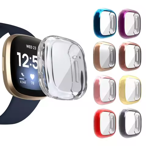 Protective Case For Fitbit Versa 3 Soft TPU Full Screen Protector Cover For Fitbit Sense/Versa3 Smar