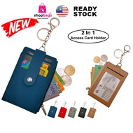 KASHVAU PU Leather Access Card Holder Wallet Keychain Zip Coin Pocket 5 Card Slots ID Holder PU7
