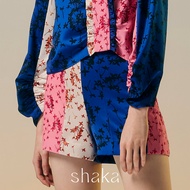Shaka SS22 Ixora Color-Block Shorts กางเกงขาสั้น เอวสูง ซับในทั้งตัว (ลายดอกเข็ม) PN-S220517