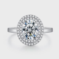 แหวนเซ็ตสร้อยคอเพชรรูปวงรีขนาด7X9มม. 2ct ผ่านการทดสอบด้วยเพชร S925ของขวัญเครื่องประดับสตรีเงิน